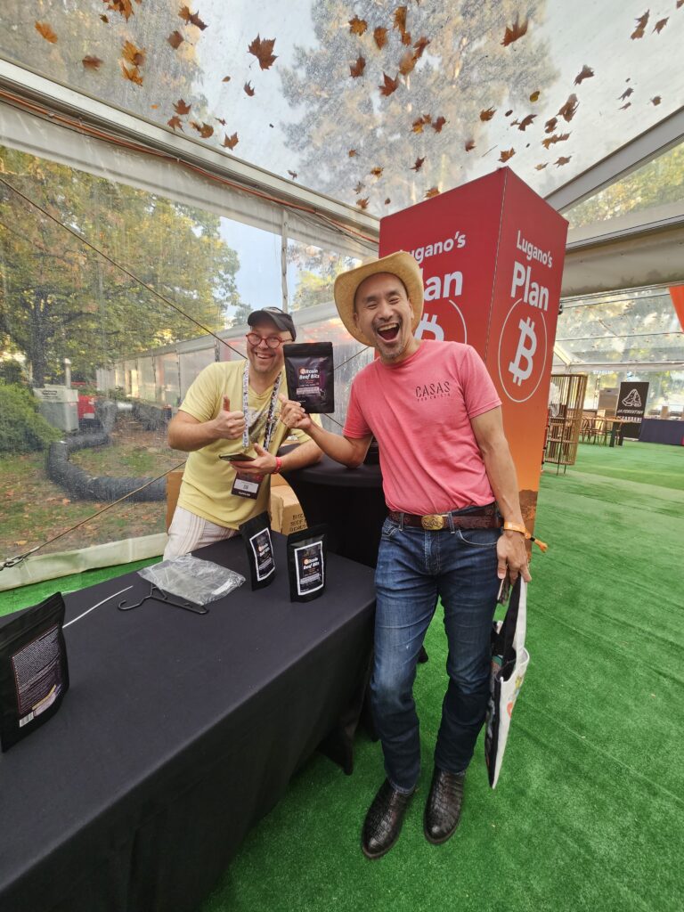 Jimmy Song at the Bitcoin Beef Bits booth at the Plan ₿ Forum.