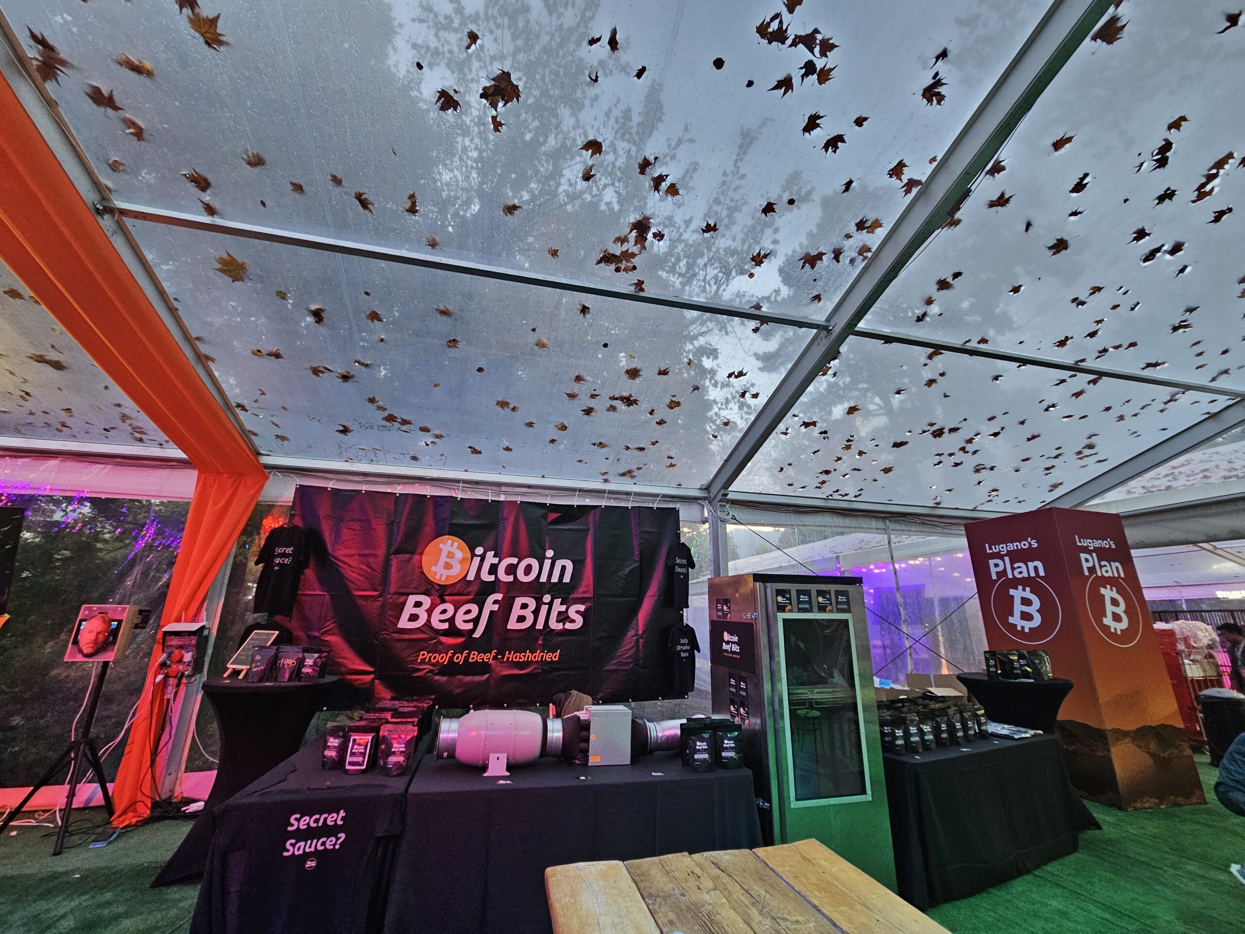 Bitcoin Beef Bits booth at the Plan ₿ Forum in Lugano.