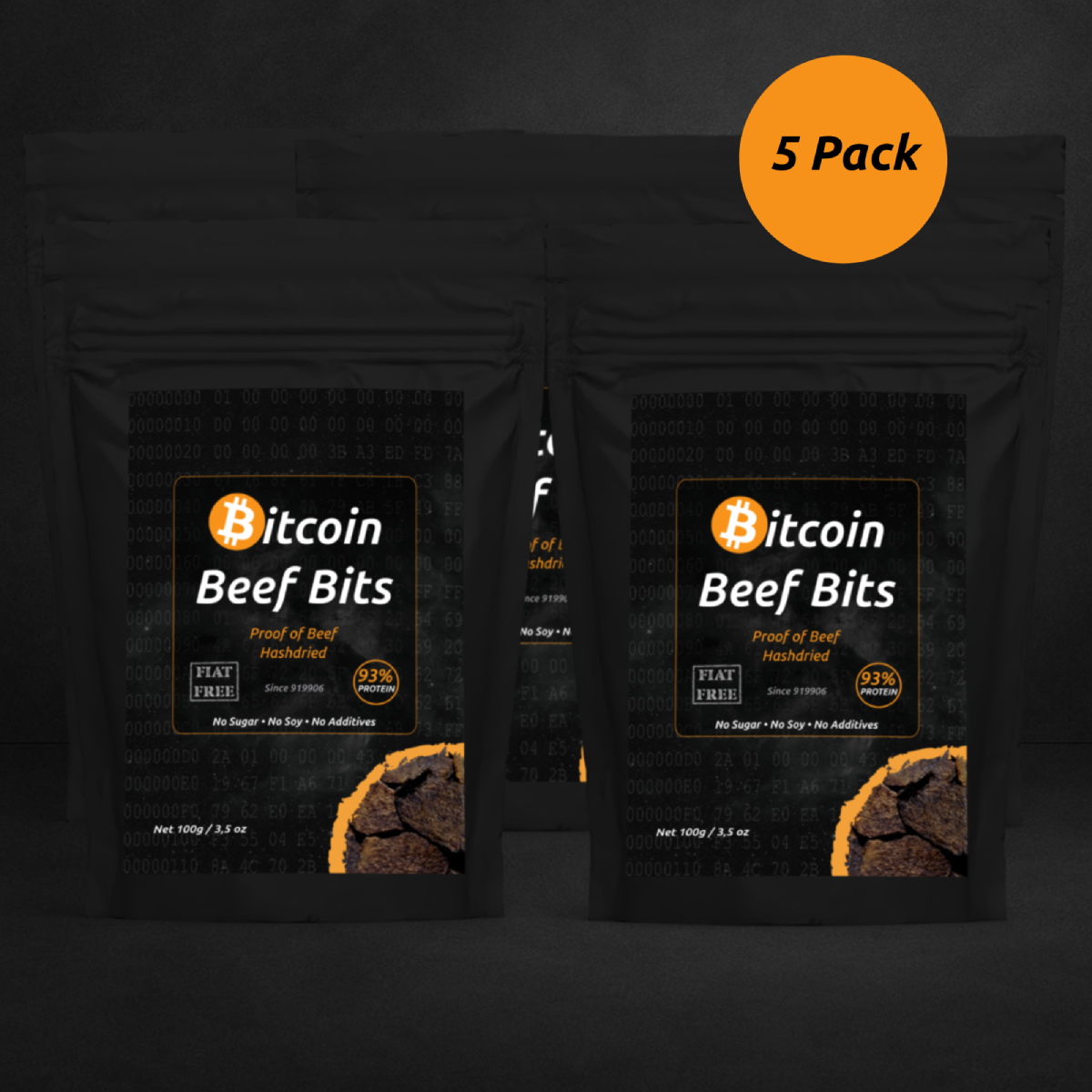 Bitcoin Beef Bits OG Bundle of 5 Packs.