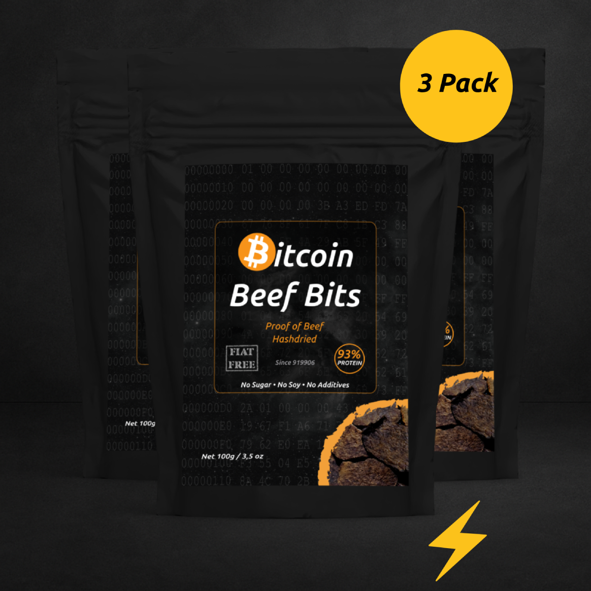 Bitcoin Beef Bits Pleb Bundle of 3 Packs.