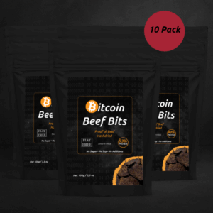 The Bitcoin Beef Bits Bundle of 10 packs.